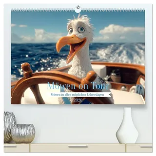 Möwen on Tour (hochwertiger Premium Wandkalender 2026 DIN A2 quer), Kunstdruck in Hochglanz