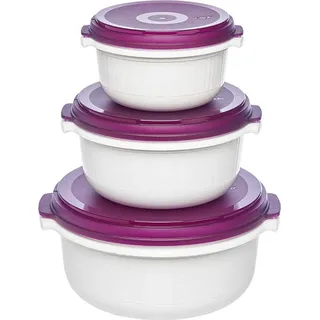 Emsa Micro Family Vorratsbehälter rund weiß/brombeer 0,5 l, 1,0 l, 1,5 l