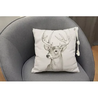 Queence Dekokissen Hirsch 50 x 50 cm Grau