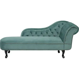 BELIANI Chaiselongue Rechtsseitig Hellgrün Samtstoff Holzfüße Glamourös - Grün, Braun