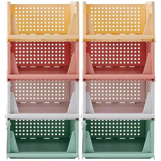 RMAN 8er Set Kleiderschrank Organizer Schrank Organizer Schubladenbox Stapelbare Aufbewahrungsboxen Faltbaren Plastik Ordnungssystem Trennwand Regal für Schlafzimmer, Kleidung, Küchen, Bad, Büro