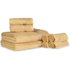 Superior Handtuch-Set, ägyptische Baumwolle, 8-teilig, Waschlappen 33 x 33 cm, Handtücher 40,6 x 76,2 cm, Badetücher 76,2 x 137,2 cm, Gold