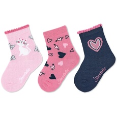 Sterntaler Baby Mädchen Baby Socken Söckchen 3er Pack Katze - Socken Baby, Babysöckchen, Babysocken - aus Baumwolle - rosa, 26