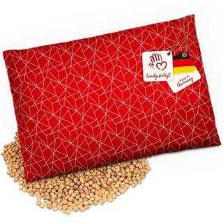 navango® Kirschkernkissen | Körnerkissen für Mikrowelle & Backofen geeignet | Rot mit Netzmuster | Mit Kirschkernfüllung handgefertigt in Deutschland | ca. 30 x 20 cm | OEKO-Tex Baumwolle