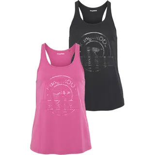Sporttop KANGAROOS, Damen, Gr. 34, pink (pink, schwarz), Single Jersey, Obermaterial: 50% Baumwolle, 50% Modal, unifarben, figurbetont hüftbedeckend, Rundhals, Tops Sporttop, Topseller