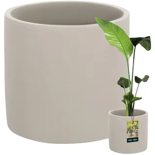 KOTARBAU® Blumentopf Keramik ⌀ 23 cm, Betonoptik, 22 cm hoch | Übertöpfe für Zimmerpflanzen, Blumentopf rund, Orchideentopf, Pflanzkübel handgefertigt, unglasierte Keramik, Matt, Grau