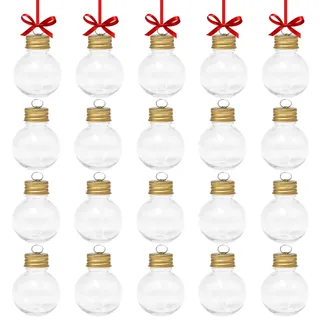 Neikafan Weihnachtsflaschen zum Befüllen 20 Stück Durchsichtige Weihnachtskugeln Selbst zum Befüllen aus Kunststoff Christbaumkugeln Plastik für Weihnachten, Geburtstag, Hochzeit Deko