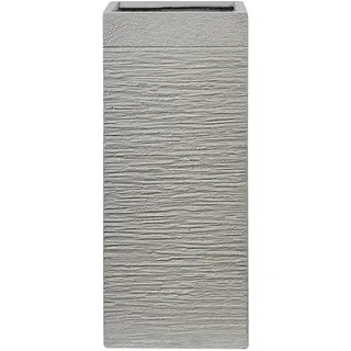 Beliani Blumentopf taupe quadratisch 26/26/60 cm Dion , Beige , Naturmaterialen , 60 cm , Dekoration, Blumen & Blumentöpfe, Übertöpfe