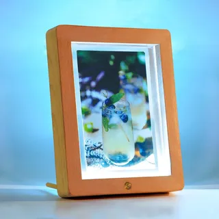 ZEEYUAN Bilderrahmen 13x18 mit Led Holz Fotorahmen aus Acryl Moderner Rahmen für Hochzeit Familien Geburtstag