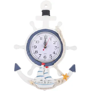 Warmhm Mediterrane Stil Wanduhr Mit Steuerrad Und Nautische Deko FüR Strand Und Meer Themen Vintage Ankeruhr Im Mediterranen Stil Außenuhren Wanduhr mit Stern Nautische