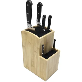 Relaxdays Messerblock Bambus, 2 Etagen, Hellbraun,Schwarz