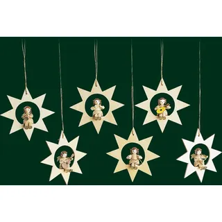 Erzgebirgische Volkskunst Richard Glässer GmbH Glässer Erzgebirge Engel im Stern natur 6-teilig 8 cm