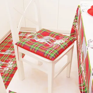 PETTI Artigiani Italiani - Kissen für Stuhl, Weihnachten, Stuhlkissen, 4-Punkt-Set, 6 Stück, Stuhlkissen aus Mikrofaser mit Bändern, Rentier-Design, grau, 100% Made in Italy