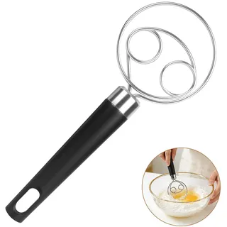 OSDUE Dänischer Schneebesen, Dänischer Teigbesen aus Edelstahl, Teigrührer, Eierschläger, Handmixer, Holzgriff, nicht rosten - Teigbesen mit bequemem und langem Griff, ideal zum Kochen