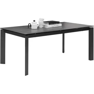 Livetastic Esstisch Anthrazit, Metall, Glas, Keramik, rechteckig, 95x76x180-240 cm