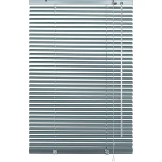 GARDINIA Deco Company Alu-Jalousie ohne Bohren, zum Klemmen, Inkl. Klemmträgern, Sichtschutz, Lichtschutz, Blendschutz, Aluminium-Jalousie, Silber-Blau, 100 x 175 cm