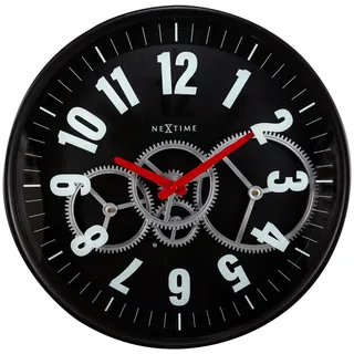 NeXtime - 3259ZW - Wanduhr - 36cm - schwarz - Modern Gear Clock - Schwarz