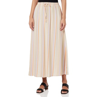 ONLY Damen Onltine Midi Skirt Wvn, Whitecap Gray/Stripes:purple Rose + Orange Peel + Irish C, L