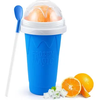 ALINK Slushy Maker, Silikon Slashymaker Becher, Quick Frozen Slushie Maker, Slush Ice Maker für DIY Homemade Milk Shake Ice Cream, Blau