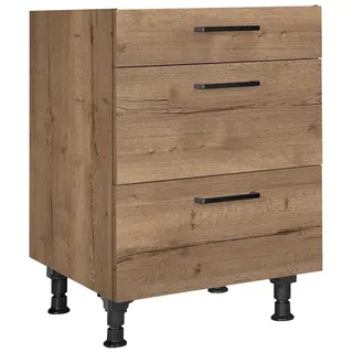 Nobilia Unterschrank Schubkastenunterschrank 60 x 87 x 56 cm Eiche Dunkel
