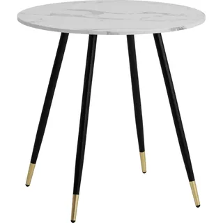 FineBuy Esstisch Modern Küchentisch mit Metallbeinen, Kleiner Speisetisch Esszimmer Rund Weiß