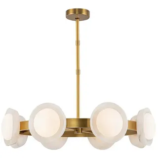 Elstead Lighting Kronleuchter , Messingfarben , Metall, Glas, Stein , 21.6 cm , höhenverstellbar , Lampen & Leuchten, Innenbeleuchtung, Hängeleuchten, Kronleuchter