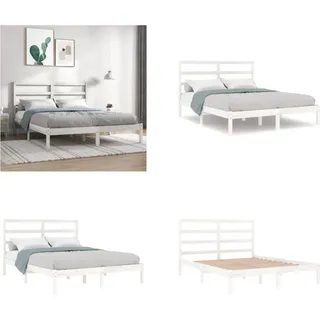 vidaXL Massivholzbett Weiß Kiefer 120x200 cm - Bettrahmen - Bettgestell - Bett - Holzbett - Weiß