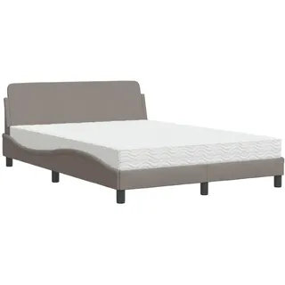 Bett mit Matratze "Dover" Taupe 140x190 cm Stoff