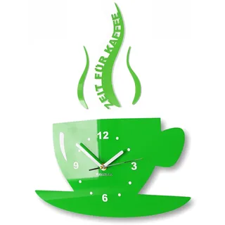 FLEXISTYLE Tasse Zeit für Kaffee Moderne Küche Wanduhr, 3D römisch, wanduhr deko (grau)