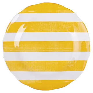 Villa d'Este Home Tivoli Set mit 6 Obsttellern aus Porzellan, gewellter Rand, gestreift, Gelb, Versilia