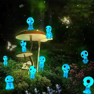 SSyang 10 Stück Waldgeister Gartendeko, Leuchtende Gartendeko Figuren Elfen, Mini Kunstharz Prinzessin Figuren, für Garten Topfpflanze, Micro Landschaft (Blau)