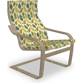 ABAKUHAUS Herbst Poäng Sessel Polster, Zerstreute Zeit Blätter, Sitzkissen mit Stuhlkissen mit Hakenschlaufe und Reißverschluss, Weißer Senf Fawn - Weiß