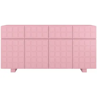 Skandica Sideboard Cubo Long, Geometrische 3D Fronten, 169 cm, Rosa , Hellrosa , Holz , Rechteckig , 168.9x83.8x41.8 cm , Kleinmöbel, Kommoden, Sideboards
