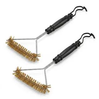 2 Stück Grillbürste Messing,Messingbürste Grill,Grillbürste Für Gussrost,Dreieckig 360° Reinigung,Verbrühungshemmender Kunststoffgriff,Reinigungsbürste Für Grillrost,Gasgrill,Holzkohlegrill