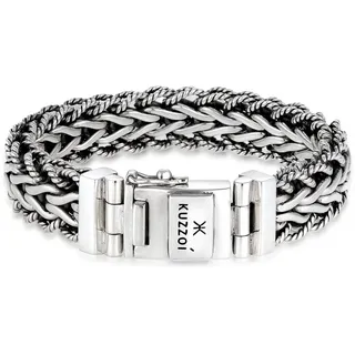Armkette KUZZOI "Armband Herren Panzerarmband Gliederkette 925er Silber" Gr. 210, silber, Armbänder, Herren, 210, Silber 925 (Sterlingsilber), Armkette