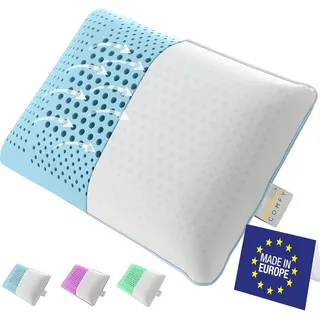 SLEEP COMFY Luxus Ozean Puff Aromatherapie Kissen mit Bezug Visco Memory Foam Kissen Ergonomisches, Orthopädisches Nackenkissen Kopfkissen Schlafkissen für Rückenschläfer, Bauchschläfer Seitenschläfer