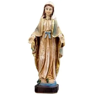 DRW Wunderbare Jungfrau-Figur aus Harz, altes Holz, handbemalt, 12 cm