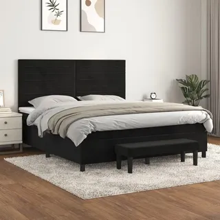 vidaXL Boxspringbett mit Matratze Schwarz 160x200 cm Samt - Schwarz