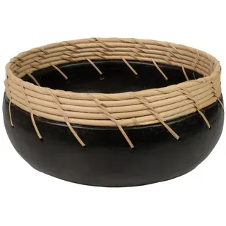 Romimex Tischdekoration, Schwarz, Natur, Keramik, Rattan, 20 x 12 x 30 cm