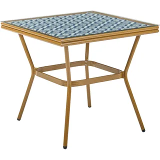Beliani Bistrotisch 80 x 80 x 77 cm Blau/Weiß/Braun