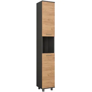 Vicco Ilias Hochschrank 30,2 x 190 cm Anthrazit/Goldkraft Eiche Holz