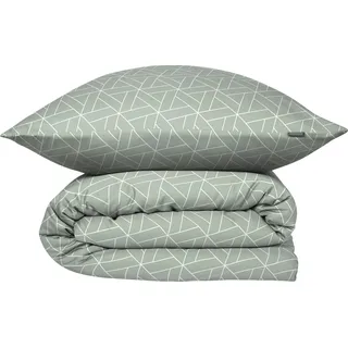 SCHIESSER Bettwäscheset Tris | Renforcé | 2-teilig | Grafikprint | 100 % Baumwolle | Reißverschluss | 155 x 220 cm + 80x80 cm | Mint