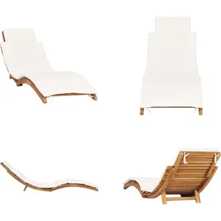 vidaXL Klappbare Sonnenliege mit Cremeweißer Auflage Massivholz Teak - Sonnenliege - Sonnenliegen - Holzliege - Holzliegen - Weiß