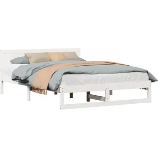 SYFAXTM Bettgestell mit Kopfteil Weiß 140 x 200 cm Massivholz Kiefer - Weiß