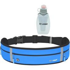 Laufen Handytasche, Itscool Joggen Handyhalterung mit Wasserflasche für Laufen, Schlank Aussehen Aber hohe Kapazität und langlebig (Blau&Flasche)