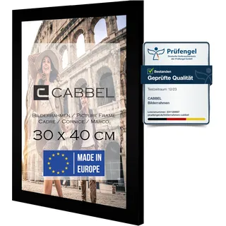 CABBEL Bilderrahmen 30x40 cm, Schwarz, stabiles MDF-Holz Rahmen, bruchsicherem Plexi-Glas, zum Aufhängen, ideal für Fotos/Bilder/Collage