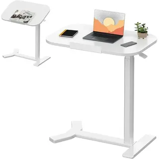 Pneumatischer höhenverstellbarer Beistelltisch – 90° klappbare Tischplatte, flexibel als Sofa-, Bett- oder Balkontisch, 65–105 cm, platzsparend & vielseitig(weiß) - Weiß