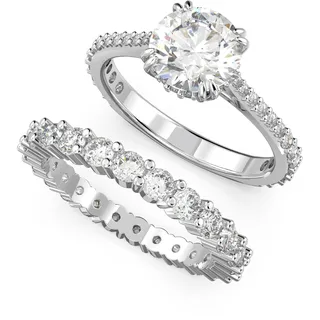 Swarovski Stilla Kollektion Ring-Set (2), Rundschliff, Weiß, Rhodiniert