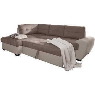 Cotta Otm/BK-2F Ecksofa, Sitz+Rücken Strukturgewebe soft, 100% Korpus Kunstleder PU, 64% Polyurethan, 25% Polyester, 11% Baumwolle, 174 x 244 x 88 cm, taupe/hell beige