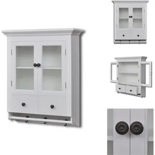 vidaXL Küchenhängeschrank mit Glastür Holz Weiß - Küchenschränke - Weiß